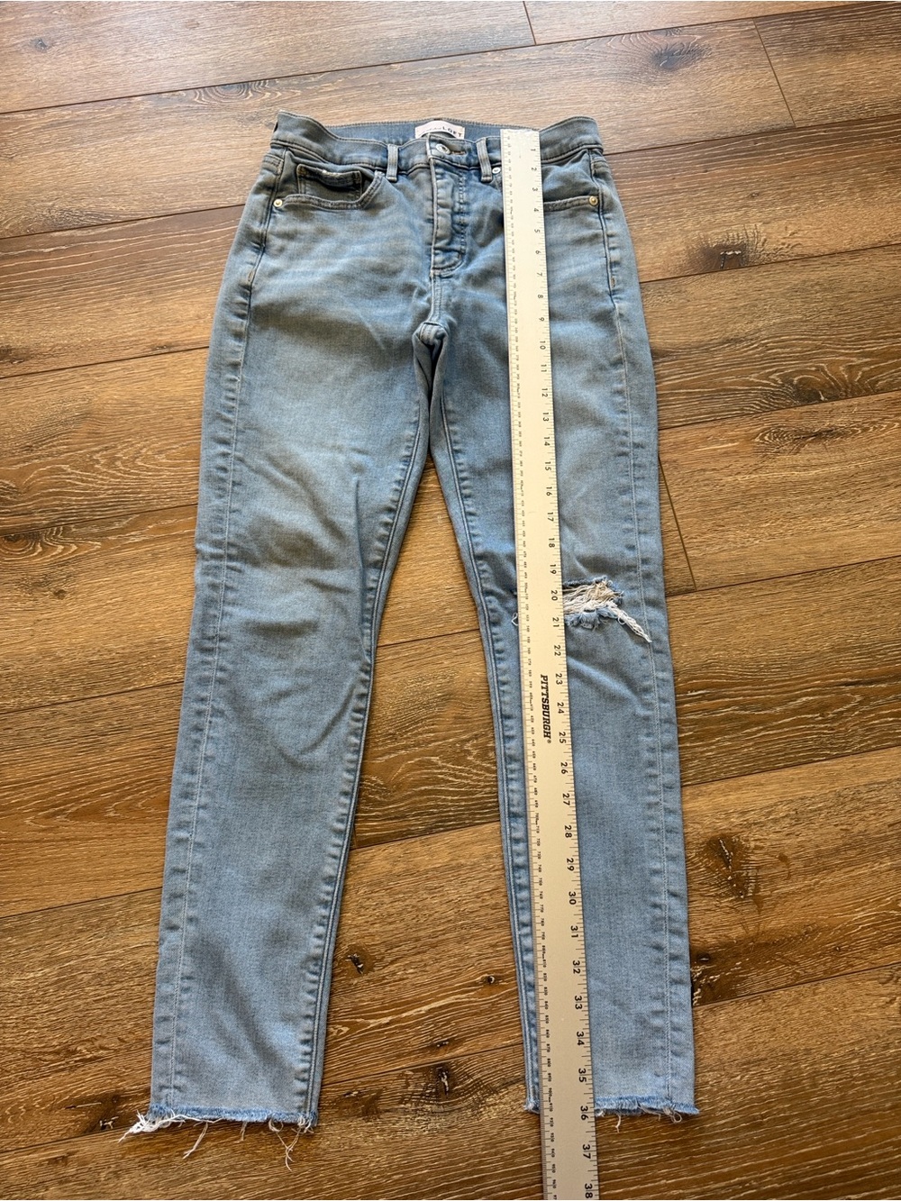 LOFT Light Blue High-Rise Distressed Skinny Jeans 27/4 - Picture 6 of 11